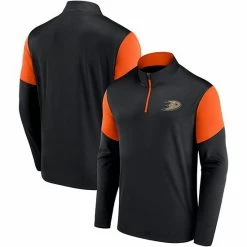 Men's Fanatics Branded Black Anaheim Ducks Logo Quarter-Zip Jacket