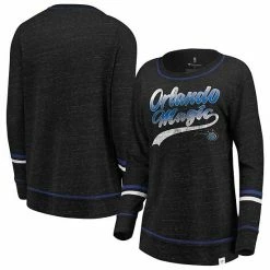 Women's Fanatics Branded Black/Blue Orlando Magic Dreams Sleeve Stripe Speckle Long Sleeve T-Shirt -Metaverse shop unnamed file 21728