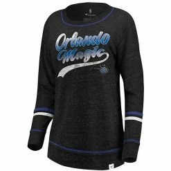 Women's Fanatics Branded Black/Blue Orlando Magic Dreams Sleeve Stripe Speckle Long Sleeve T-Shirt -Metaverse shop unnamed file 21729
