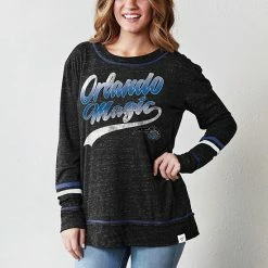 Women's Fanatics Branded Black/Blue Orlando Magic Dreams Sleeve Stripe Speckle Long Sleeve T-Shirt -Metaverse shop unnamed file 21731