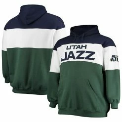 Men's Fanatics Branded Navy/Green Utah Jazz Big & Tall Colorblock Wordmark Pullover Hoodie -Metaverse shop unnamed file 21771