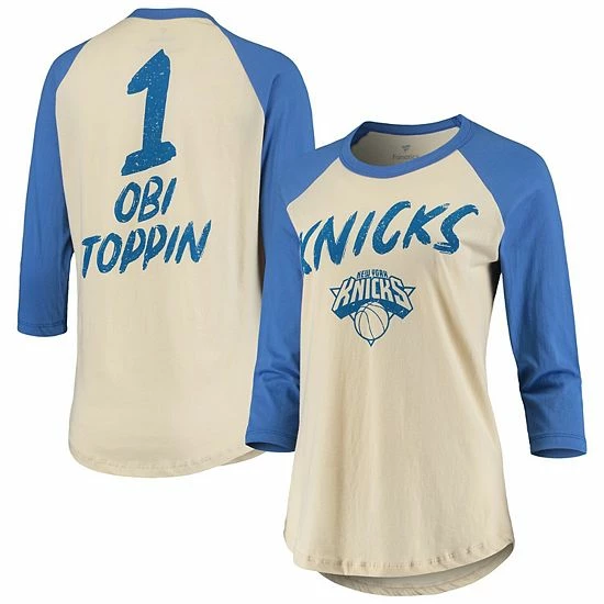 Women's Fanatics Branded Obi Toppin Cream New York Knicks NBA 3/4-Sleeve Raglan T-Shirt Women's Fanatics Branded Obi Toppin Cream New York Knicks NBA 3/4-Sleeve Raglan T-Shirt -Metaverse shop unnamed file 21803