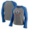 Women's Fanatics Branded Heathered Gray/Heathered Royal Florida Gators Competitive Edge Cropped Raglan Long Sleeve T-Shirt -Metaverse shop unnamed file 2181