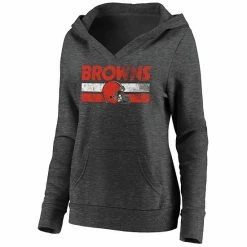 Women's Fanatics Branded Heathered Charcoal Cleveland Browns First String V-Neck Pullover Hoodie -Metaverse shop unnamed file 21841