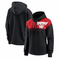 Women's Fanatics Branded Black Chicago Bulls Overslide Quarter-Zip Hoodie