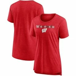 Women's Fanatics Branded Heathered Red Wisconsin Badgers Breakneck Speed Tri-Blend T-Shirt -Metaverse shop unnamed file 21900