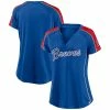 Women's Fanatics Branded Royal/Red Atlanta Braves True Classic League Diva Pinstripe Raglan V-Neck T-Shirt
