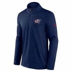 Men's Fanatics Branded Heather Navy Columbus Blue Jackets Authentic Pro Rink Quarter-Zip Jacket -Metaverse shop unnamed file 21967