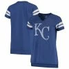 Women's Fanatics Branded Royal/White Kansas City Royals Tri-blend Wordmark Notch Neck T-Shirt