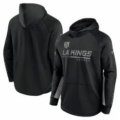 Men's Fanatics Branded Black Los Angeles Kings Authentic Pro Locker Room Raglan Pullover Hoodie