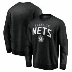 Men's Fanatics Branded Black Brooklyn Nets Game Time Arch Pullover Sweatshirt