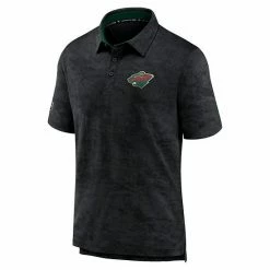 Men's Fanatics Branded Black Minnesota Wild Authentic Pro Rink Polo -Metaverse shop unnamed file 22223