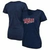 Women's Fanatics Branded Heathered Navy Minnesota Twins Wordmark Tri-Blend V-Neck T-Shirt -Metaverse shop unnamed file 22229