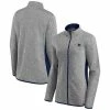 Women's Fanatics Branded Heathered Gray/Navy New England Patriots Block Party Primary Logo Full-Zip Jacket