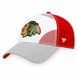 Men's Fanatics Branded White/Red Chicago Blackhawks Block Party Flex Hat