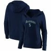 Women's Fanatics Branded Navy Seattle Mariners Core Team Lockup V-Neck Pullover Hoodie