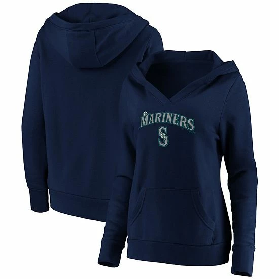 Women's Fanatics Branded Navy Seattle Mariners Core Team Lockup V-Neck Pullover Hoodie 4 Women's Fanatics Branded Navy Seattle Mariners Core Team Lockup V-Neck Pullover Hoodie - Image 2