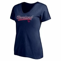 Women's Fanatics Branded Navy Cleveland Indians Steppin Up V-Neck T-Shirt -Metaverse shop unnamed file 22691