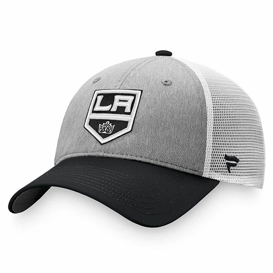 Men's Fanatics Branded Gray/Black Los Angeles Kings Team Trucker Snapback Hat - Image 2