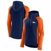 Women's Fanatics Branded Navy/Orange Denver Broncos End Around Raglan Full-Zip Hoodie