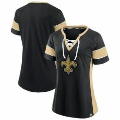 Women's Fanatics Branded Black/Gold New Orleans Saints Team Draft Me Lace-Up Raglan T-Shirt -Metaverse shop unnamed file 22750