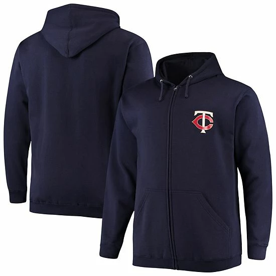 Men's Fanatics Branded Navy Minnesota Twins Big & Tall Solid Full-Zip Hoodie 3 Men's Fanatics Branded Navy Minnesota Twins Big & Tall Solid Full-Zip Hoodie