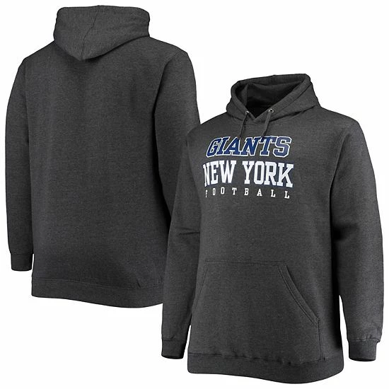 Men's Fanatics Branded Heathered Charcoal New York Giants Big & Tall Practice Pullover Hoodie 4 Men's Fanatics Branded Heathered Charcoal New York Giants Big & Tall Practice Pullover Hoodie - Image 2