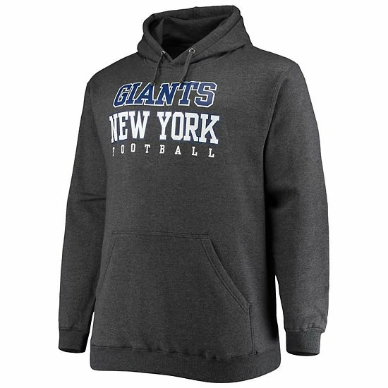 Men's Fanatics Branded Heathered Charcoal New York Giants Big & Tall Practice Pullover Hoodie 5 Men's Fanatics Branded Heathered Charcoal New York Giants Big & Tall Practice Pullover Hoodie - Image 3