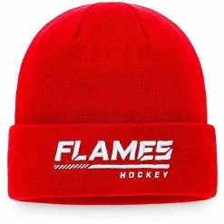 Men's Fanatics Branded Red Calgary Flames Authentic Pro Locker Room Cuffed Knit Hat -Metaverse shop unnamed file 22840