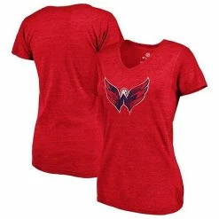 Women's Fanatics Branded Heathered Red Washington Capitals Distressed Team Tri-Blend V-Neck T-Shirt -Metaverse shop unnamed file 22866
