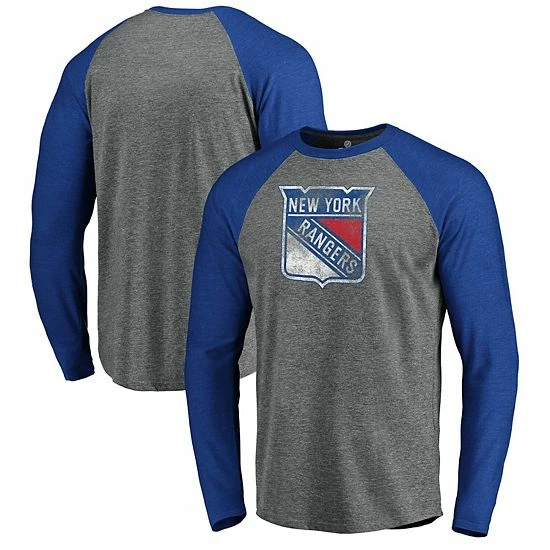 Men's Fanatics Branded Heathered Gray/Heathered Blue New York Rangers Team Tri-Blend Raglan Long Sleeve T-Shirt Men's Fanatics Branded Heathered Gray/Heathered Blue New York Rangers Team Tri-Blend Raglan Long Sleeve T-Shirt -Metaverse shop unnamed file 22867