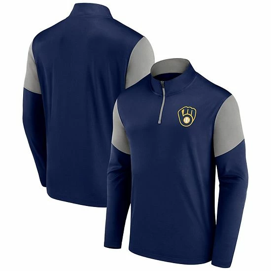 Men's Fanatics Branded Navy/Gray Milwaukee Brewers Primary Logo Quarter-Zip Jacket Men's Fanatics Branded Navy/Gray Milwaukee Brewers Primary Logo Quarter-Zip Jacket -Metaverse shop unnamed file 22899