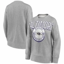 Women's Fanatics Branded Heathered Gray Baltimore Ravens Jump Distribution Tri-Blend Pullover Sweatshirt -Metaverse shop unnamed file 2302