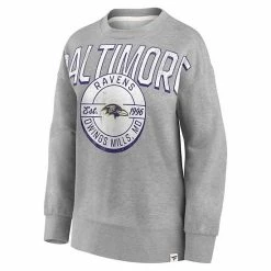 Women's Fanatics Branded Heathered Gray Baltimore Ravens Jump Distribution Tri-Blend Pullover Sweatshirt -Metaverse shop unnamed file 2303
