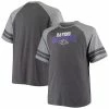 Men's Fanatics Branded Charcoal/Heathered Gray Baltimore Ravens Big & Tall Two-Stripe Tri-Blend Raglan T-Shirt -Metaverse shop unnamed file 23059
