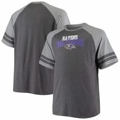 Men's Fanatics Branded Charcoal/Heathered Gray Baltimore Ravens Big & Tall Two-Stripe Tri-Blend Raglan T-Shirt -Metaverse shop unnamed file 23060