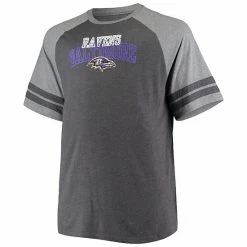 Men's Fanatics Branded Charcoal/Heathered Gray Baltimore Ravens Big & Tall Two-Stripe Tri-Blend Raglan T-Shirt -Metaverse shop unnamed file 23061