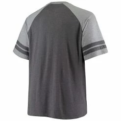 Men's Fanatics Branded Charcoal/Heathered Gray Baltimore Ravens Big & Tall Two-Stripe Tri-Blend Raglan T-Shirt -Metaverse shop unnamed file 23062