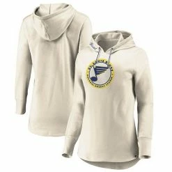 Women's Fanatics Branded Oatmeal St. Louis Blues True Classics Signature Fleece Pullover Hoodie -Metaverse shop unnamed file 23064