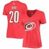 Women's Fanatics Branded Sebastian Aho Red Carolina Hurricanes Team Authentic Stack Name & Number V-Neck T-Shirt