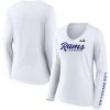 Women's Fanatics Branded White Los Angeles Rams Drive Forward V-Neck Long Sleeve T-Shirt -Metaverse shop unnamed file 23146