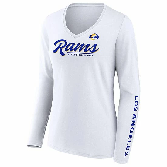 Women's Fanatics Branded White Los Angeles Rams Drive Forward V-Neck Long Sleeve T-Shirt 5 Women's Fanatics Branded White Los Angeles Rams Drive Forward V-Neck Long Sleeve T-Shirt - Image 3