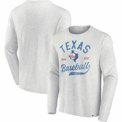 Men's Fanatics Branded Heathered Gray Texas Rangers True Classics Game Maker Long Sleeve T-Shirt -Metaverse shop unnamed file 23174