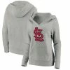 Women's Fanatics Branded Heathered Gray St. Louis Cardinals Official Logo Crossover V-Neck Pullover Hoodie -Metaverse shop unnamed file 23195