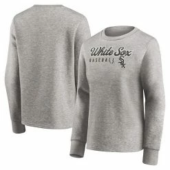 Women's Fanatics Branded Heathered Gray Chicago White Sox Crew Pullover Sweater -Metaverse shop unnamed file 23224