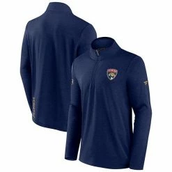 Men's Fanatics Branded Heather Navy Florida Panthers Authentic Pro Rink Quarter-Zip Jacket