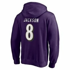 Men's Fanatics Branded Lamar Jackson Purple Baltimore Ravens Player Icon Name & Number Pullover Hoodie -Metaverse shop unnamed file 23333