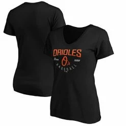 Women's Fanatics Branded Black Baltimore Orioles Live For It V-Neck T-Shirt