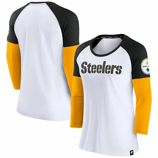 Women's Fanatics Branded White/Black Pittsburgh Steelers Durable Raglan 3/4-Sleeve T-Shirt Women's Fanatics Branded White/Black Pittsburgh Steelers Durable Raglan 3/4-Sleeve T-Shirt -Metaverse shop unnamed file 23411