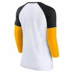 Women's Fanatics Branded White/Black Pittsburgh Steelers Durable Raglan 3/4-Sleeve T-Shirt 5 Women's Fanatics Branded White/Black Pittsburgh Steelers Durable Raglan 3/4-Sleeve T-Shirt -Metaverse shop unnamed file 23414